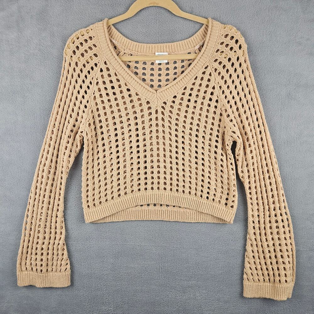 Coastal Beachy Open Knit V Neck Sweater Size Medium Wild Fable